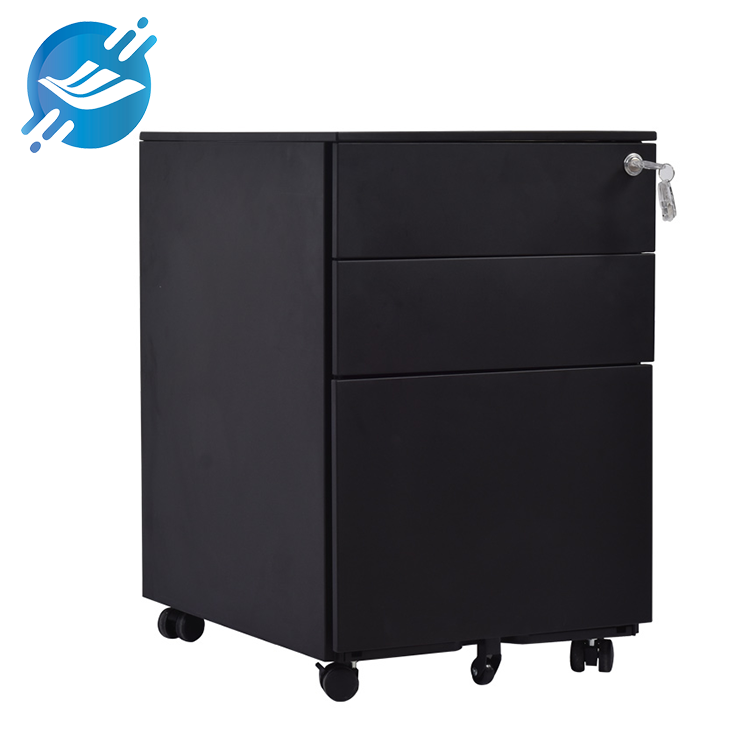 1.Heavy-duty cold-rolled steel construction for durability.

2.Black powder-coated finish for a sleek, professional appearance.

3.Lockable design for secure storage of sensitive documents.

4.Three spacious drawers with smooth sliding mechanisms.

5.Equipped with wheels for easy mobility in office spaces.