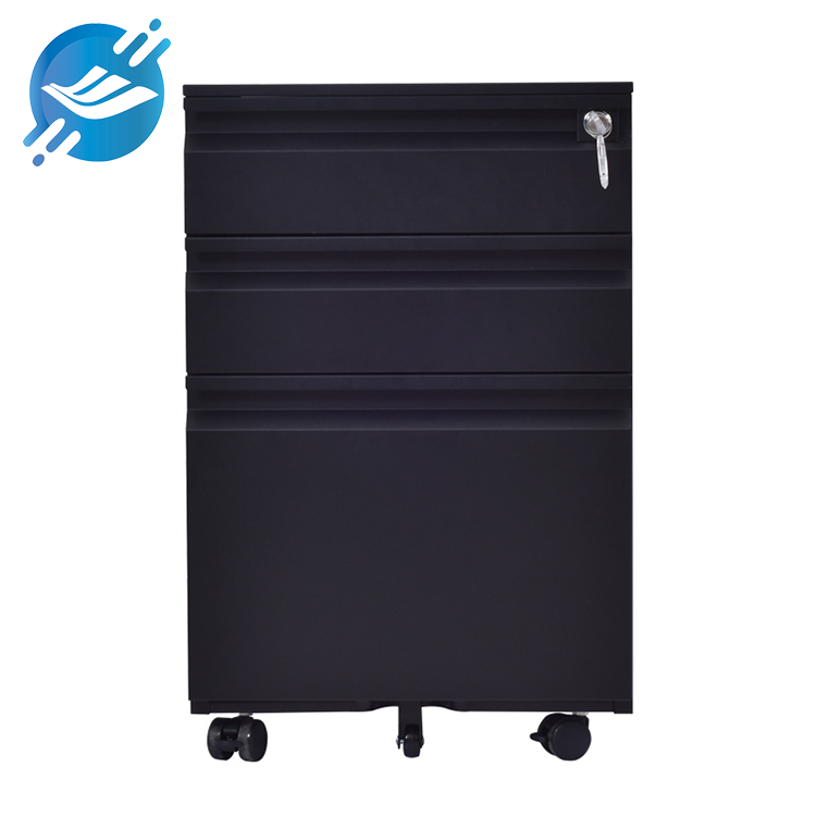 1.Heavy-duty cold-rolled steel construction for durability.

2.Black powder-coated finish for a sleek, professional appearance.

3.Lockable design for secure storage of sensitive documents.

4.Three spacious drawers with smooth sliding mechanisms.

5.Equipped with wheels for easy mobility in office spaces.