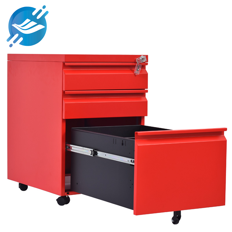 1.Heavy-duty cold-rolled steel construction for durability.

2.Black powder-coated finish for a sleek, professional appearance.

3.Lockable design for secure storage of sensitive documents.

4.Three spacious drawers with smooth sliding mechanisms.

5.Equipped with wheels for easy mobility in office spaces.