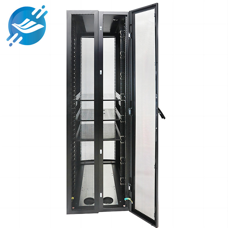 1. Made of SPCC high-quality cold-rolled steel plate & square tube & tempered glass & fan

2. Material thickness 1.5MM or customized

3. Integrated frame, easy to disassemble and assemble, strong and reliable structure

4. Dust-proof, waterproof, anti-corrosion, anti-rust, anti-electromagnetic interference and other protection

5. Protection level PI65

6. Double doors, good cooling effect

7. Overall black, double design of square and round mounting holes, flexible installation of equipment and accessories

8. Application areas: communications, industry, electric power, power transmission, building electrical control boxes

9. Assembled and shipped, easy to use

10. The opening angle of the front and rear doors is >130 degrees, which facilitates equipment placement and maintenance.

11. Accept OEM and ODM