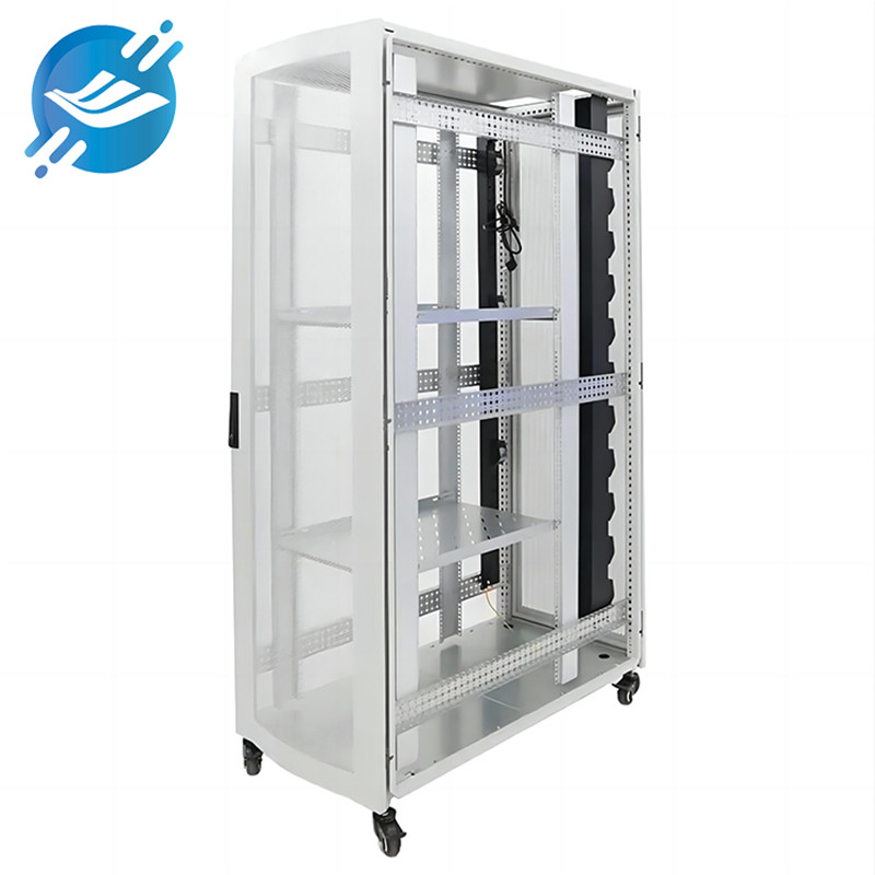1. Using SPCC cold-rolled steel material

2. Thickness: front door 1.5MM, back door 1.2MM, frame 2.0MM

3. The overall disassembly and assembly of the network cabinet is convenient, and the structure is firm and reliable

4. Tempered glass door Ventilated steel door; anti-scratch, high temperature, resistance damage, glass will not hurt, high safety
5. Detachable side door; quick button to open, removable four-sided door, easy installation

6. Cold-rolled steel plate electrostatic spraying; not easy to fade, moisture-proof, dust-proof, rust-proof, long life service

7. Bottom support; adjustable fixed bracket, universal wheels

8. The design is reasonable; the frame is strong and durable, the equipment is easy to install, and can be adjusted up and down

9. Powerful cooling fan for fast heat dissipation; bottom wiring design, detachable inlet hole, easy to install and disassemble

10.Application fields: communications, industry, electrical, construction

11. Accept OEM, ODM