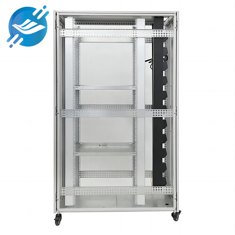 1. Using SPCC cold-rolled steel material

2. Thickness: front door 1.5MM, back door 1.2MM, frame 2.0MM

3. The overall disassembly and assembly of the network cabinet is convenient, and the structure is firm and reliable

4. Tempered glass door Ventilated steel door; anti-scratch, high temperature, resistance damage, glass will not hurt, high safety
5. Detachable side door; quick button to open, removable four-sided door, easy installation

6. Cold-rolled steel plate electrostatic spraying; not easy to fade, moisture-proof, dust-proof, rust-proof, long life service

7. Bottom support; adjustable fixed bracket, universal wheels

8. The design is reasonable; the frame is strong and durable, the equipment is easy to install, and can be adjusted up and down

9. Powerful cooling fan for fast heat dissipation; bottom wiring design, detachable inlet hole, easy to install and disassemble

10.Application fields: communications, industry, electrical, construction

11. Accept OEM, ODM